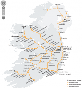 mapa tren irlanda